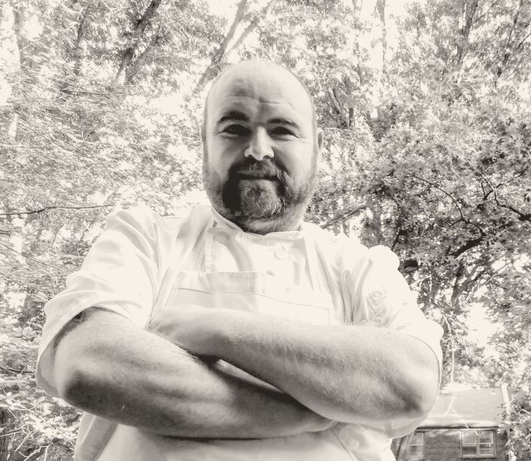Dave Weir, pastry chef, in his chef whites